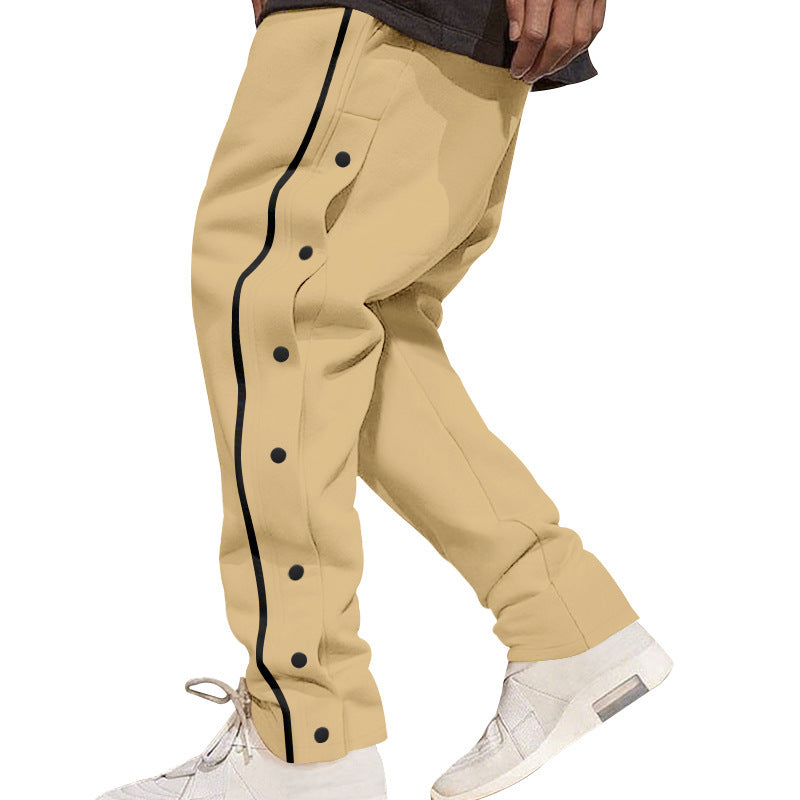 Men's casual sports pants with practical button placket and breathable material Ivyshape