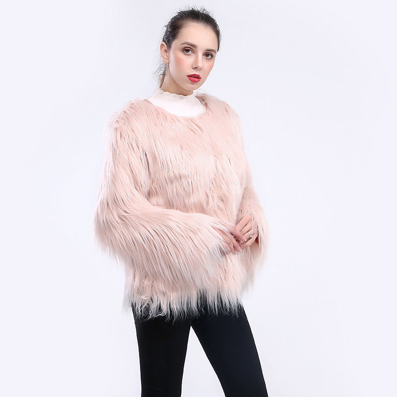 Women's Cuddly Soft Faux Fur Coat with Open Cut and Long Sleeves Ivyshape