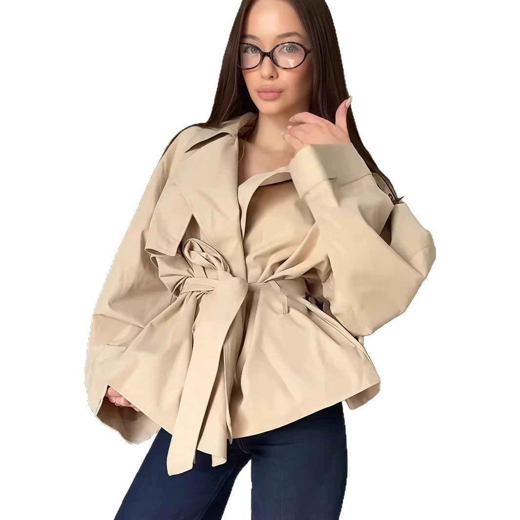 Ladies elegant trench coat with textured design Ivyshape