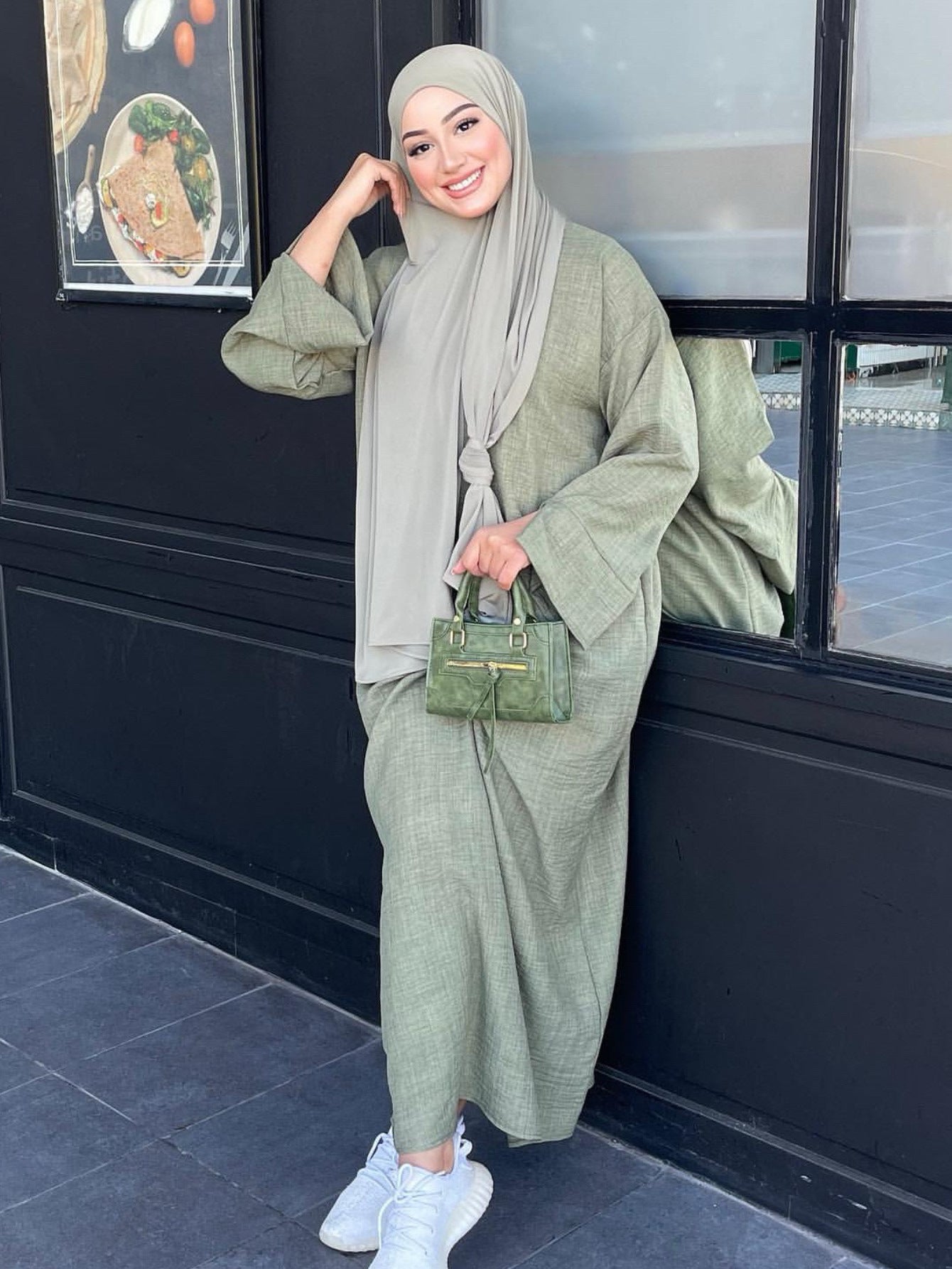 Ladies fashionable kaftan dress with wide cut and elegant sleeves Ivyshape