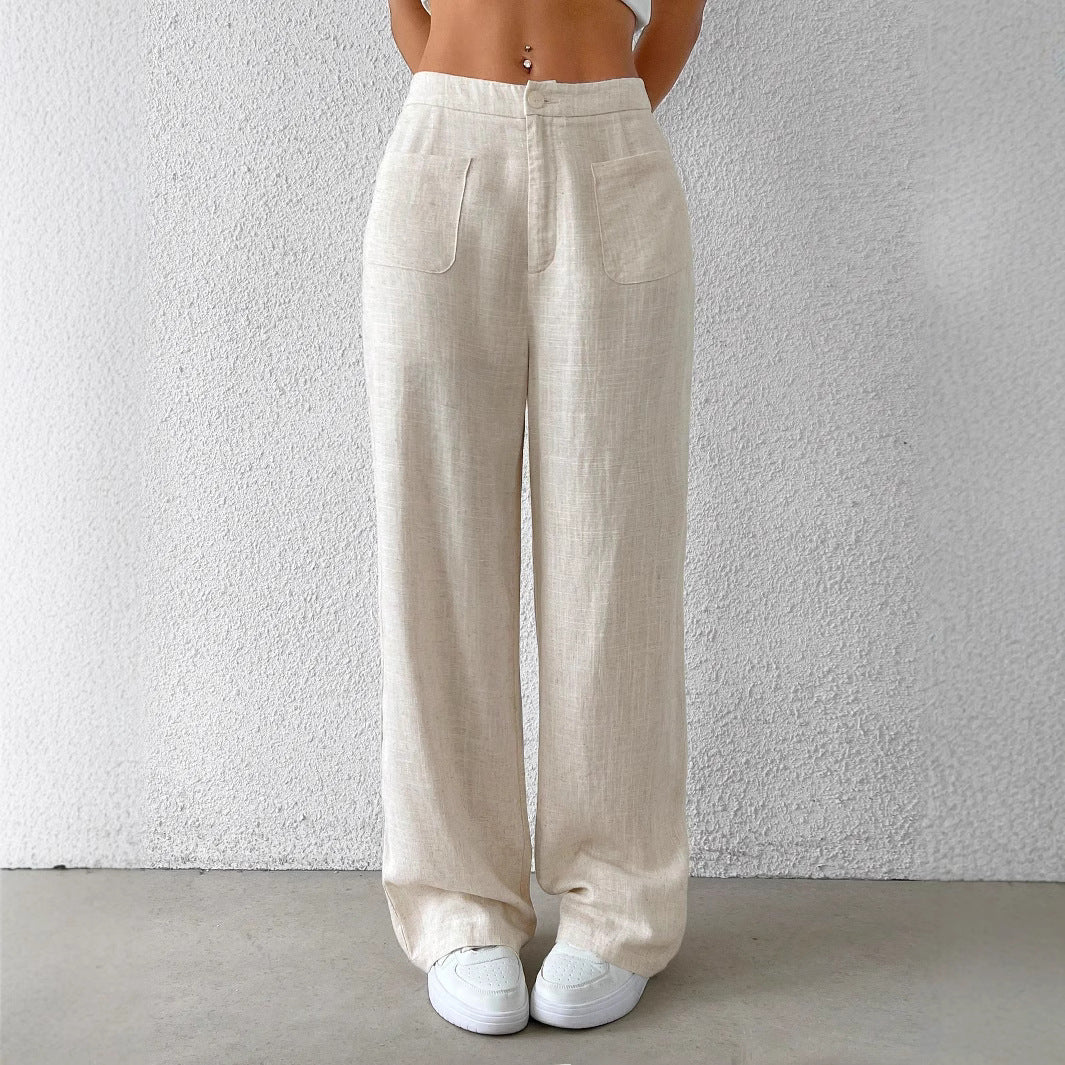 IvyShape | Tie Strap Elastic Waist Casual Women's Long Pants