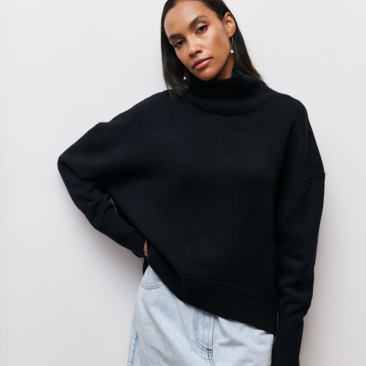 Ivyshape | Loose Turtleneck Long Sleeve Sweater