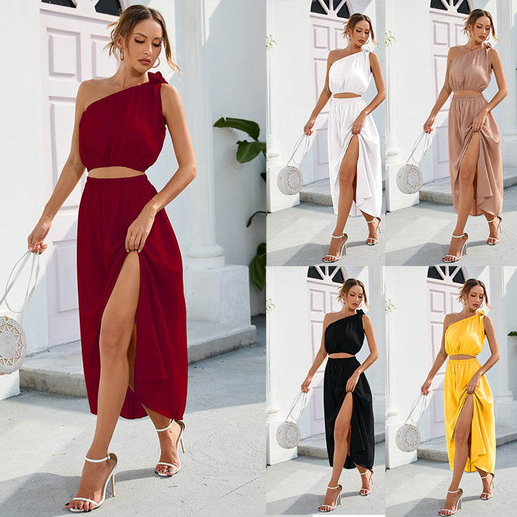 IvyShape | Chic Split Hem Maxi Two-Piece Set