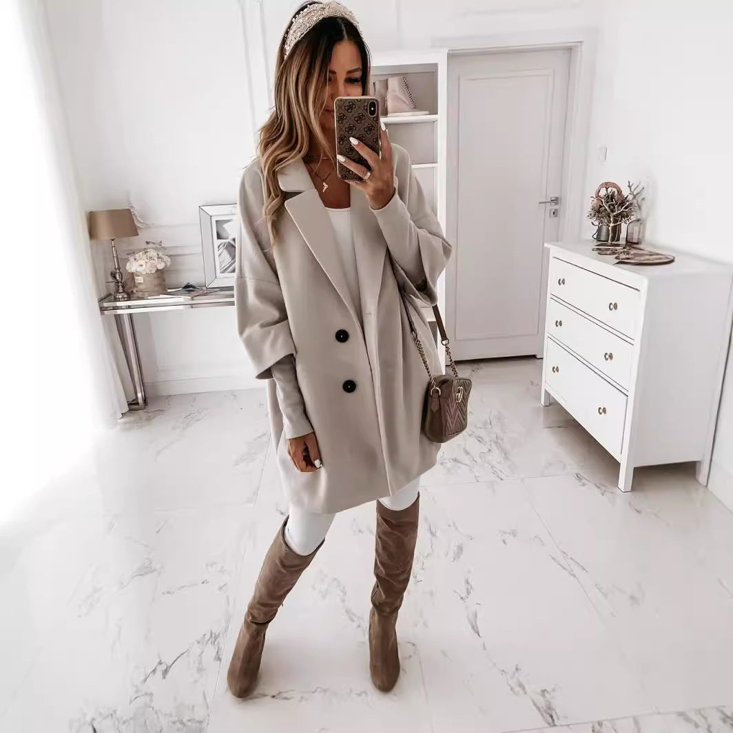 Women Oversize Wool Coat Ivyshape