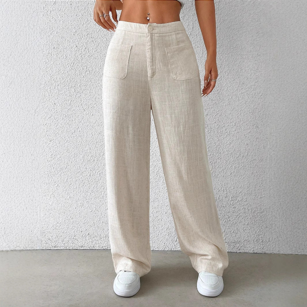 IvyShape | Tie Strap Elastic Waist Casual Women's Long Pants