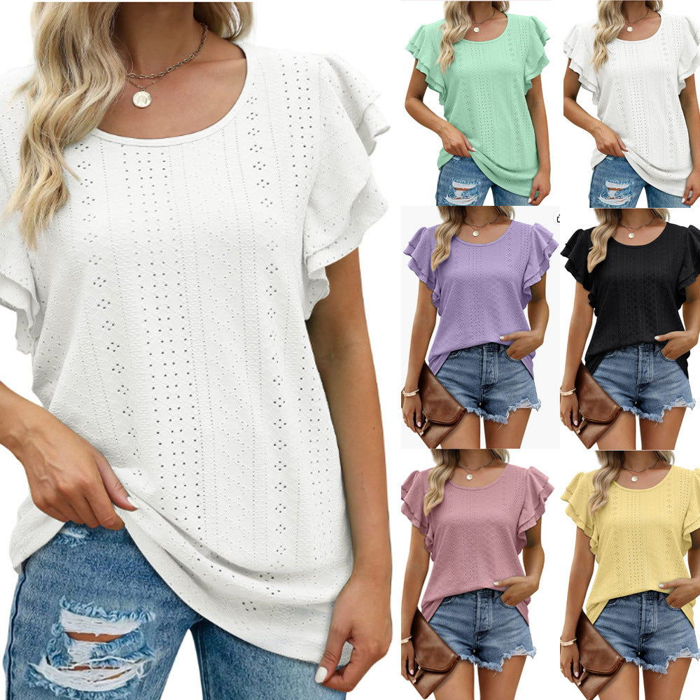 Women Ruffle Sleeve Casual Blouse Ivyshape