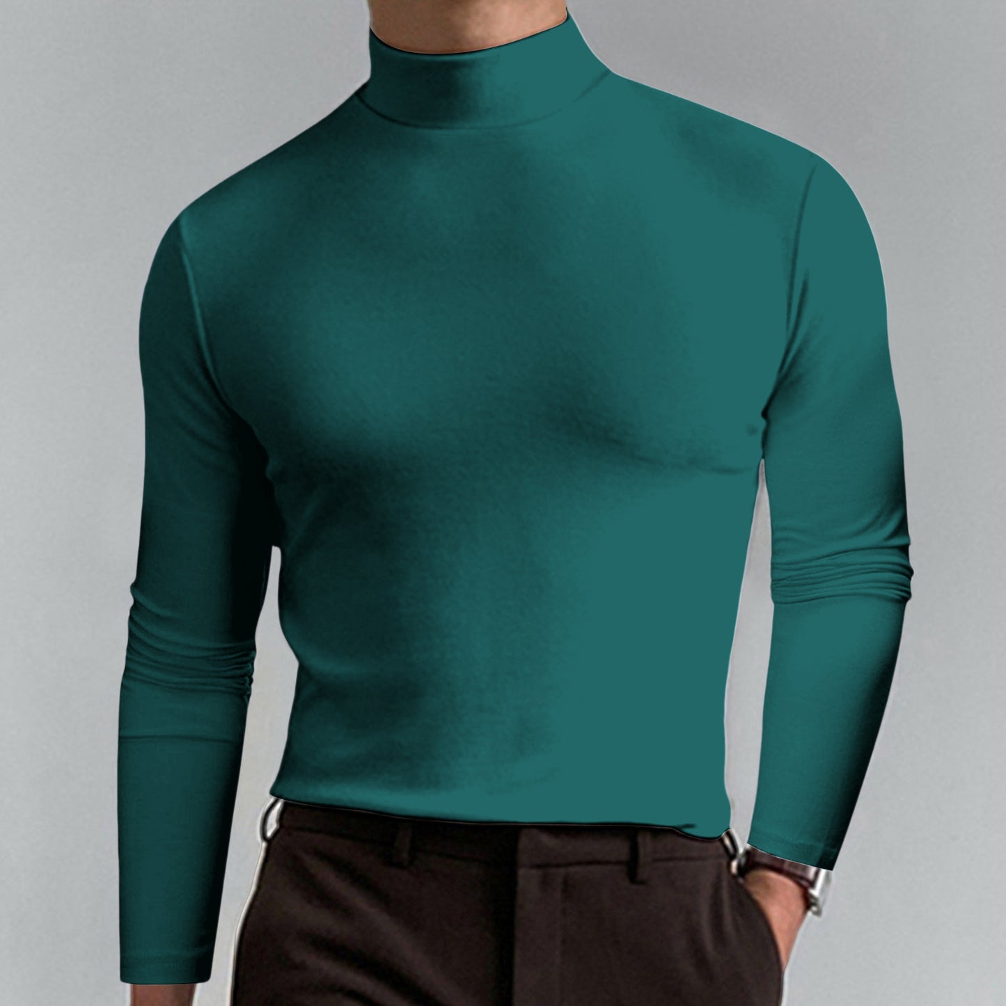 Men's High-Quality Turtleneck Sweater Made from Fine Cotton Blend Ivyshape