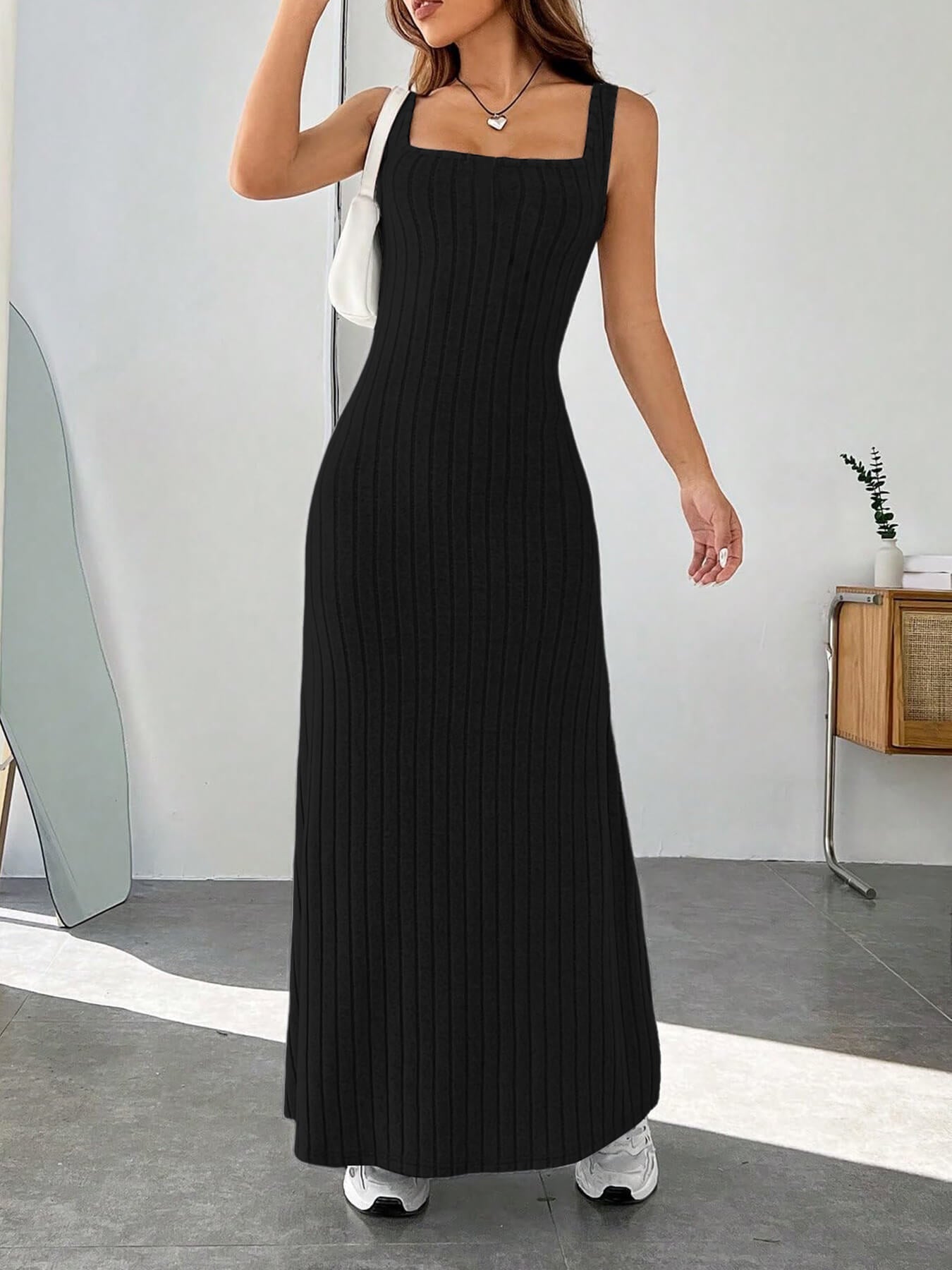 IvyShape | Casual Spaghetti Strap Style Long Dress for Women