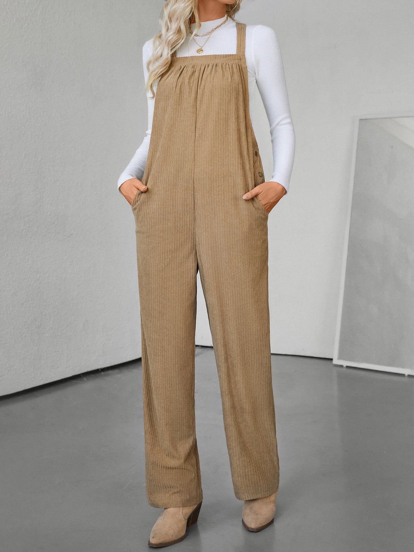 IvyShape | Relaxed Loose Solid Color Jumpsuit