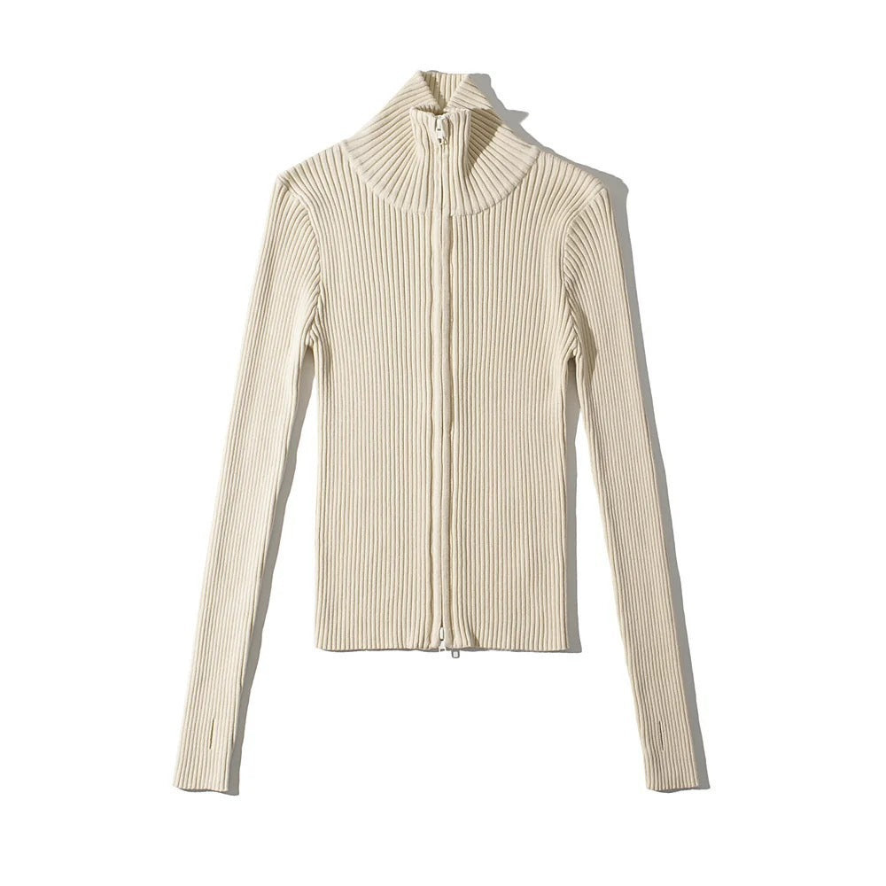 Women's double zipper knitted sweater Ivyshape