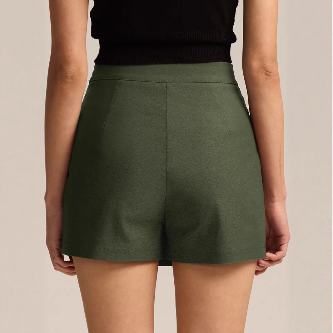 Ladies elegant short skirt with side slit and high waistband Ivyshape