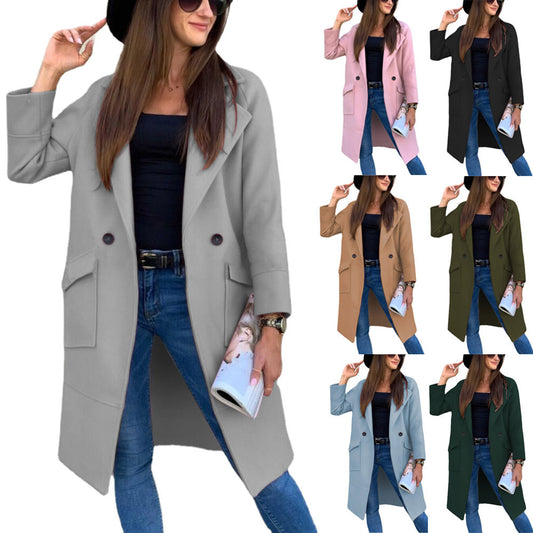 Women's casual oversized coat with modern pockets and elegant lapels Ivyshape