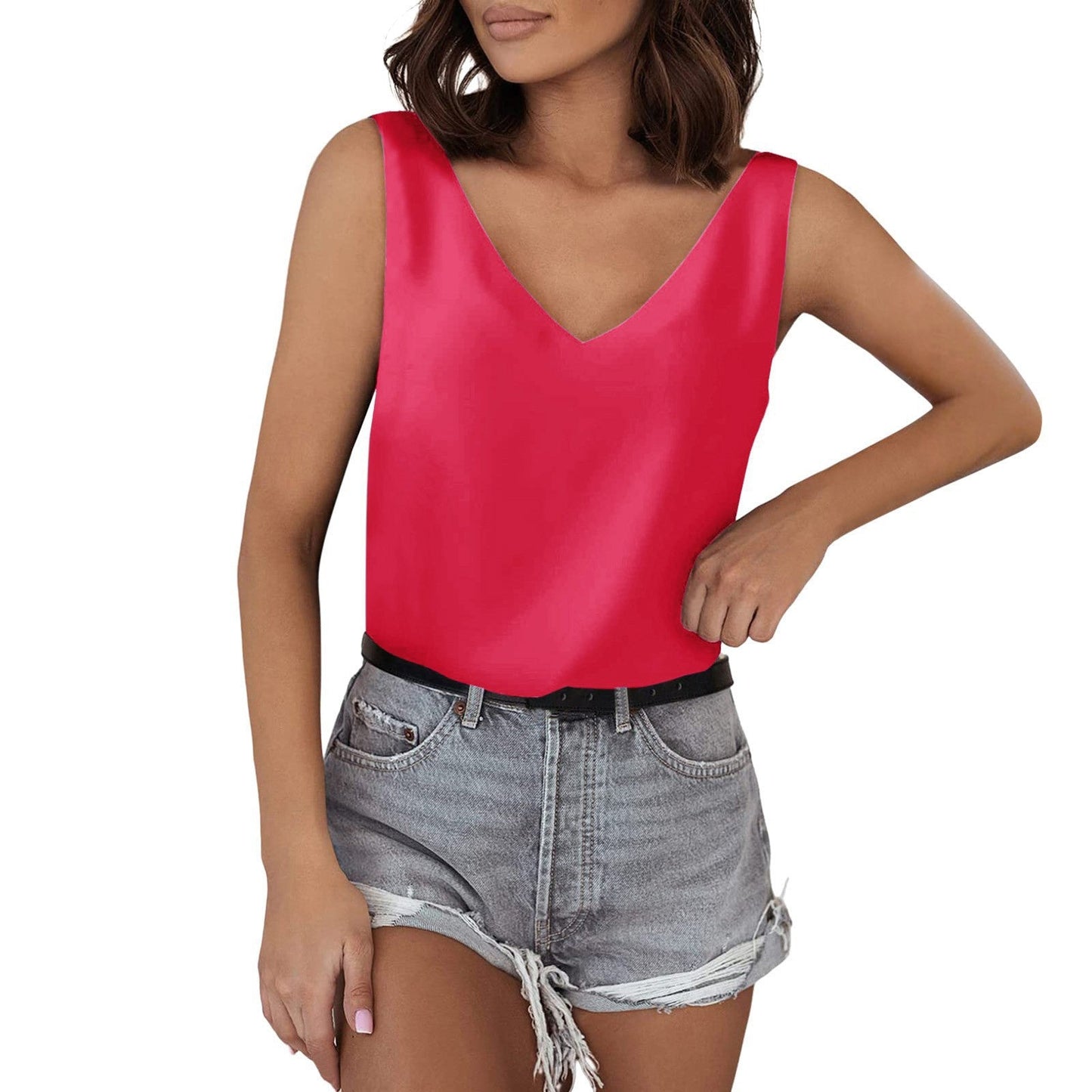 IvyShape | V-Neck Casual Camisole Sleeveless Shirt