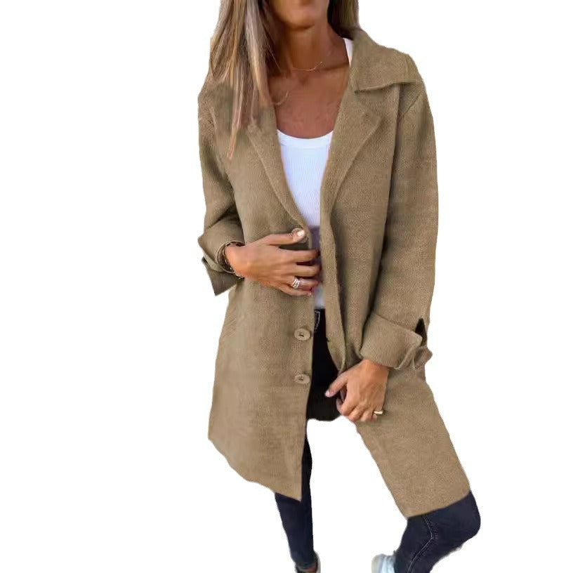 Ivyshape | Pocket Cardigan Single-Breasted Coat