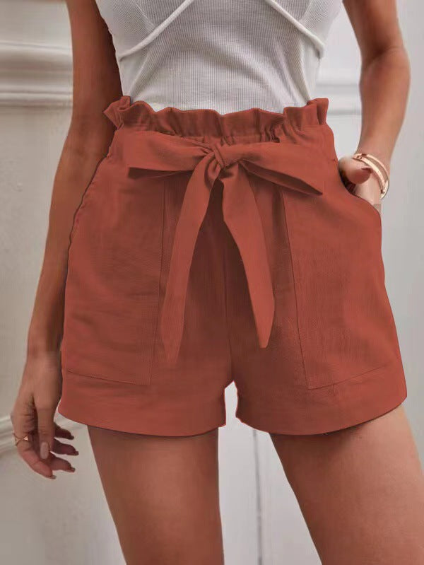 Women High-Waisted Shorts with Tied Detail Ivyshape