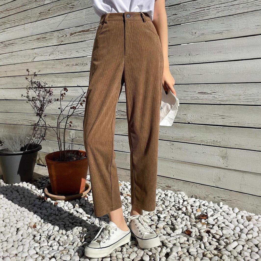 High-waisted corduroy pants for women Ivyshape