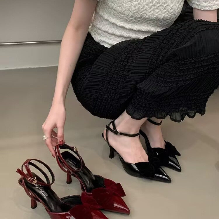 Ladies High-Heel Sandals with elegant bow appliqué and comfortable fit Ivyshape