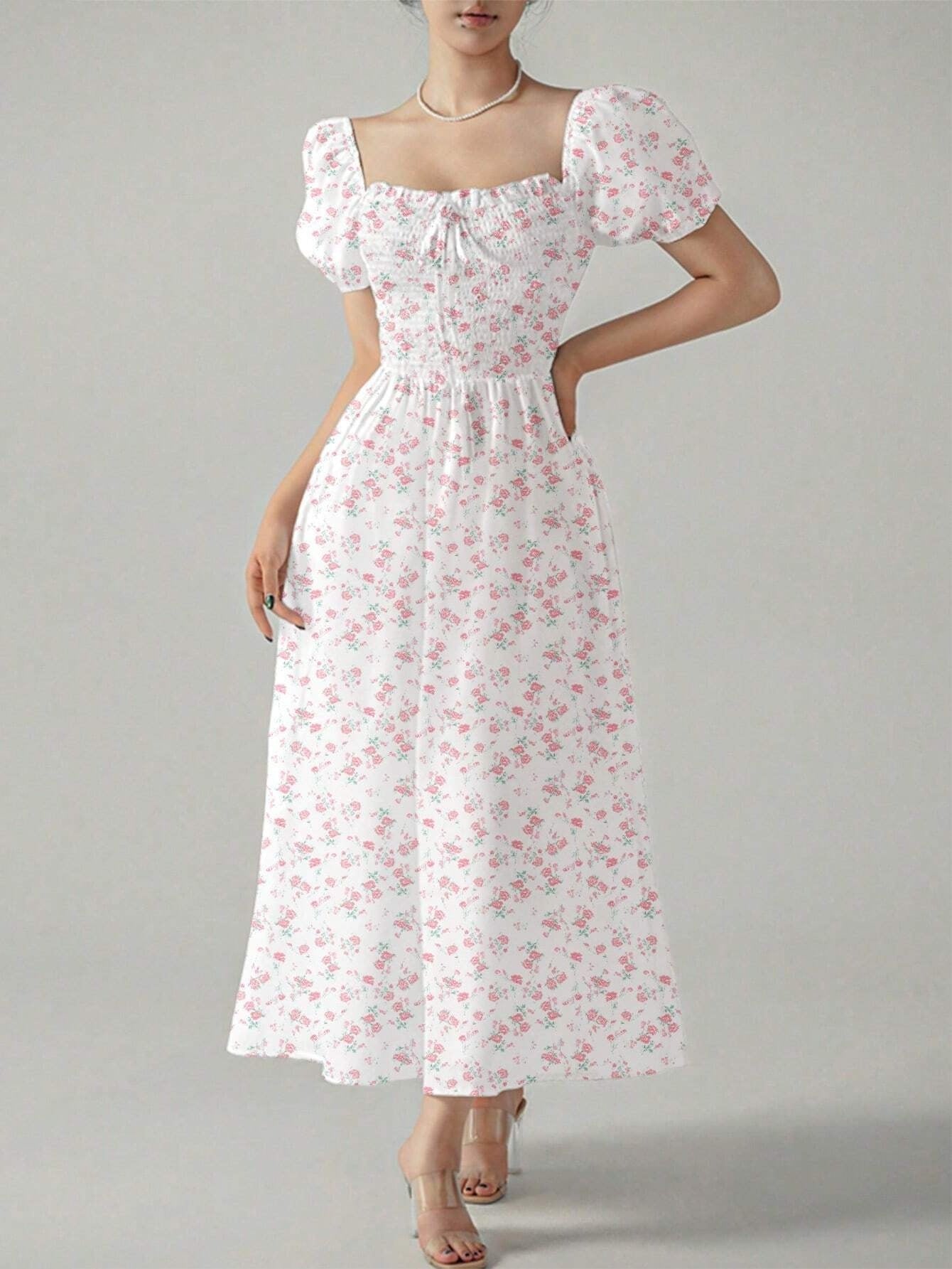 IvyShape | Printed Elegant Flowing Long Dress