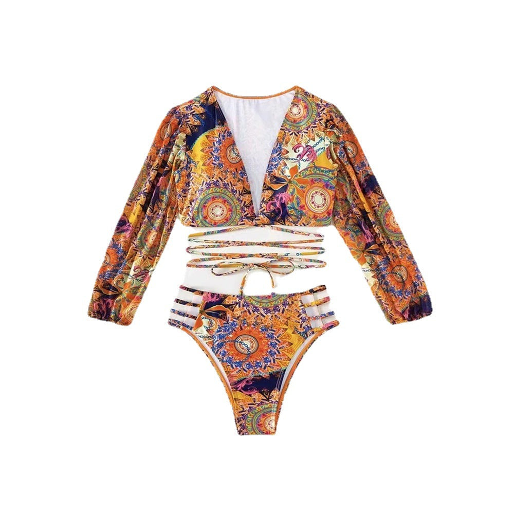 Women's bikini set with long sleeve and fashionable wrap detail Ivyshape