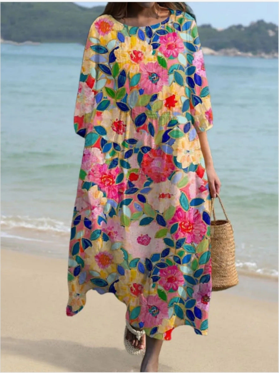 Ladies maxidress with floral design and casual cut Ivyshape