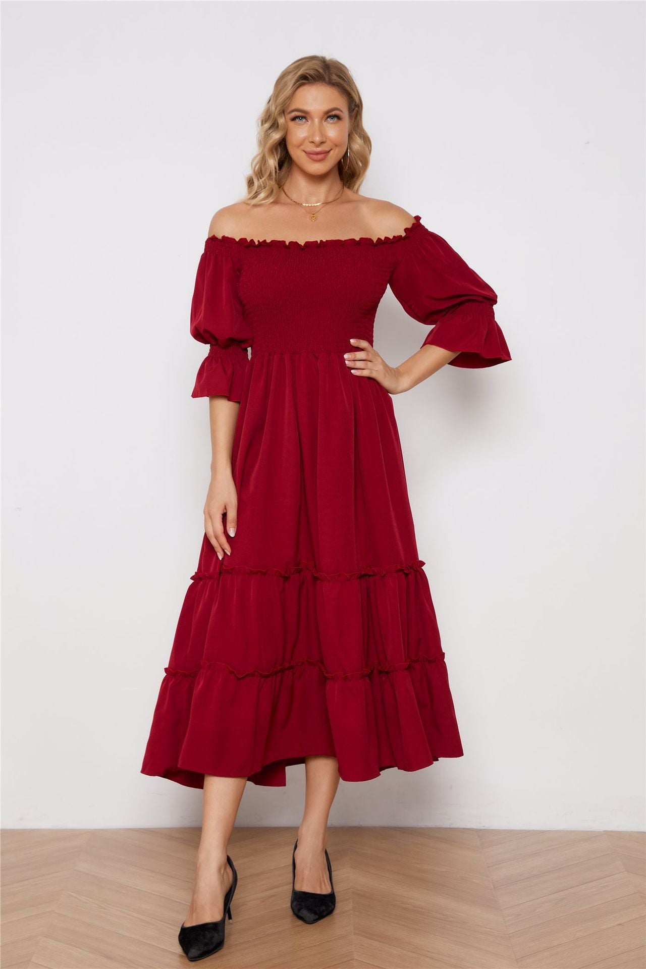 IvyShape | One-Shoulder Flowing Long Dress