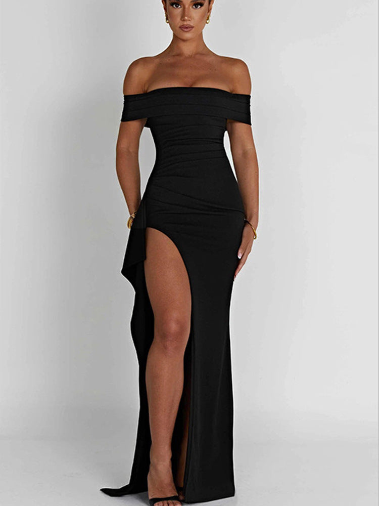 Women Off-Shoulder High-Slit Evening Dress Ivyshape