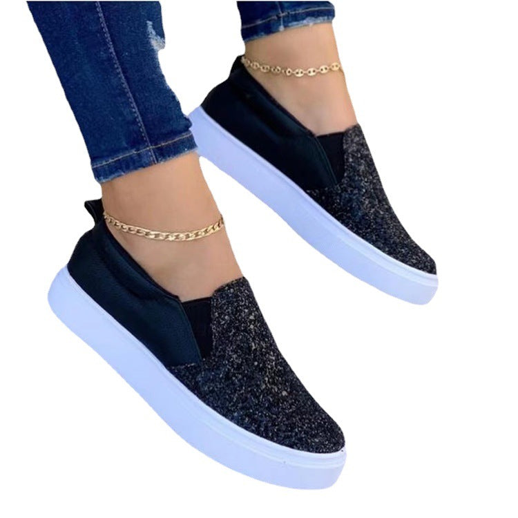Women's Glamorous Slip-On Sneakers with Glitter Detail Ivyshape