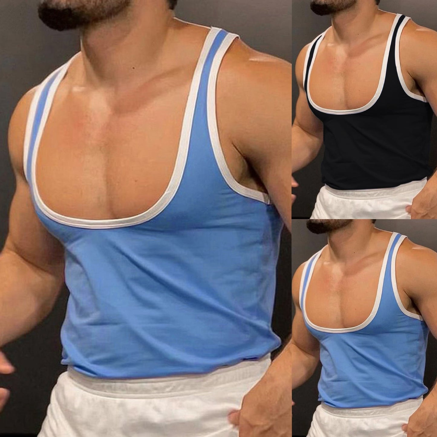 Men's Breathable Fitness Tank Top with Wide Straps and Flat Hem Ivyshape