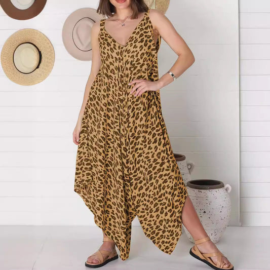 IvyShape | Leopard Print Wide Leg Jumpsuit