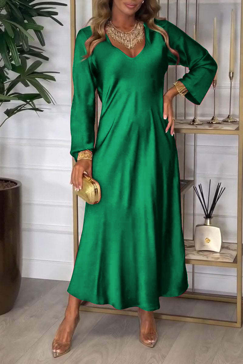 IvyShape | Long Sleeve Autumn Solid Color Sexy Long Dress