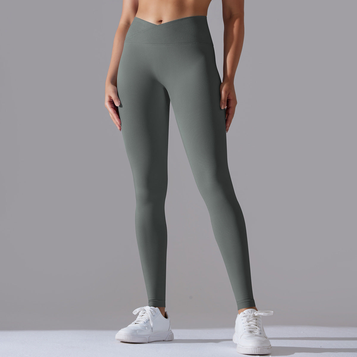 Women's High-Waisted Fitness Leggings with Functional Seam Detailing and High Elasticity Ivyshape