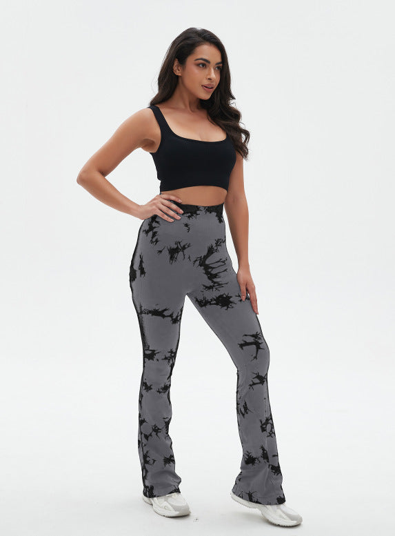 Women's Sporty Wide-Leg Training Pants with Fashionable Tie-Dye Pattern Ivyshape