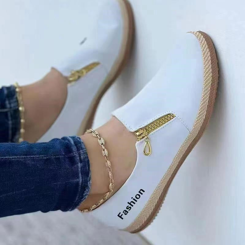 Women Elegant Slip-On Shoes with Glitter Zipper Ivyshape