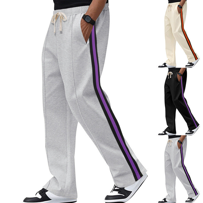 Men's casual sports pants in urban style with contrasting stripes Ivyshape