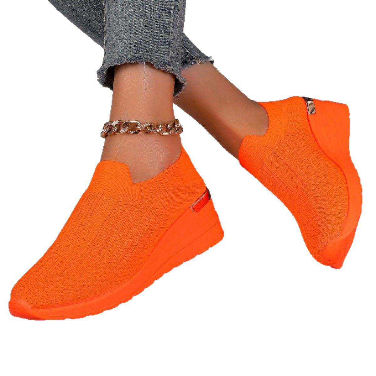 Women's Comfortable Slip-On Wedge Shoes with Elastic Upper Ivyshape