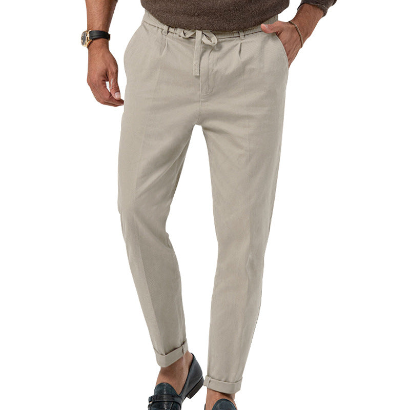 Men's relaxed chino pants with adjustable drawstring and side pockets Ivyshape