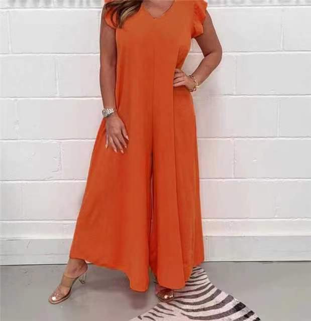 Women's casual jumpsuit with flowing cut and V-neck Ivyshape