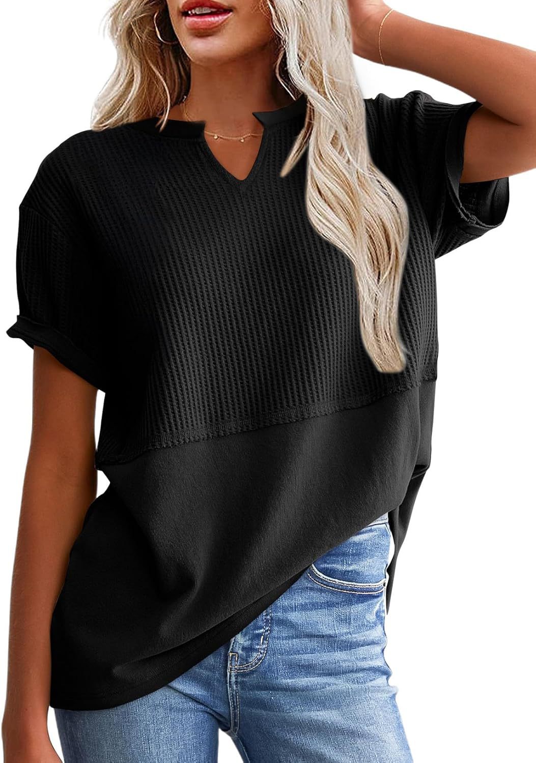 Ladies Leisure Waffle Knit Top Ivyshape