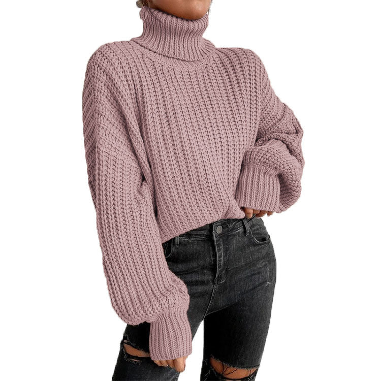 IvyShape | Chic Loose Shoulder Long Sleeve High Neck Pullover Sweater