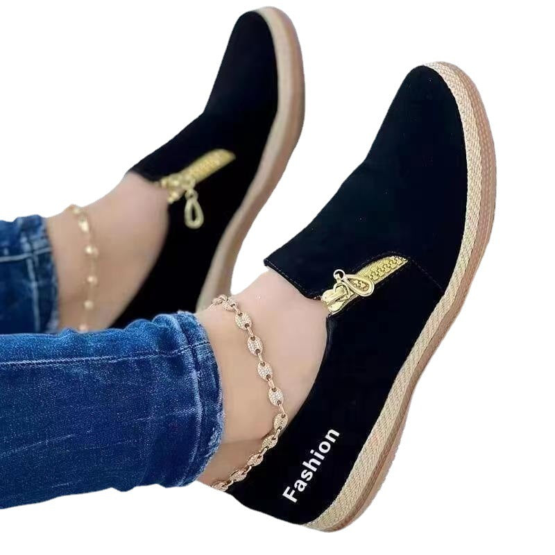 Women Elegant Slip-On Shoes with Glitter Zipper Ivyshape