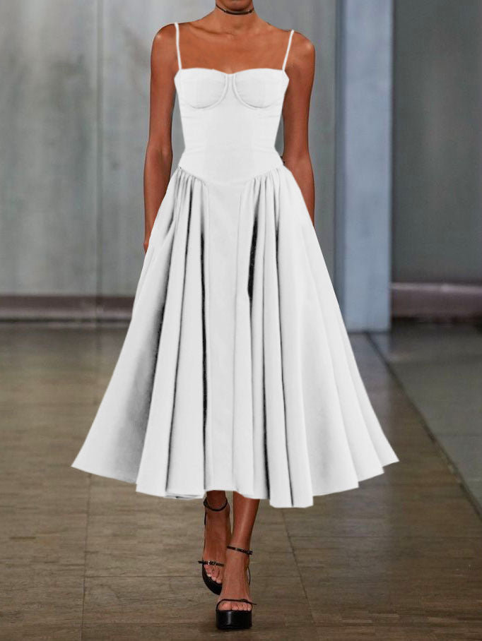 Women Elegant A-Line Midi Dress Ivyshape