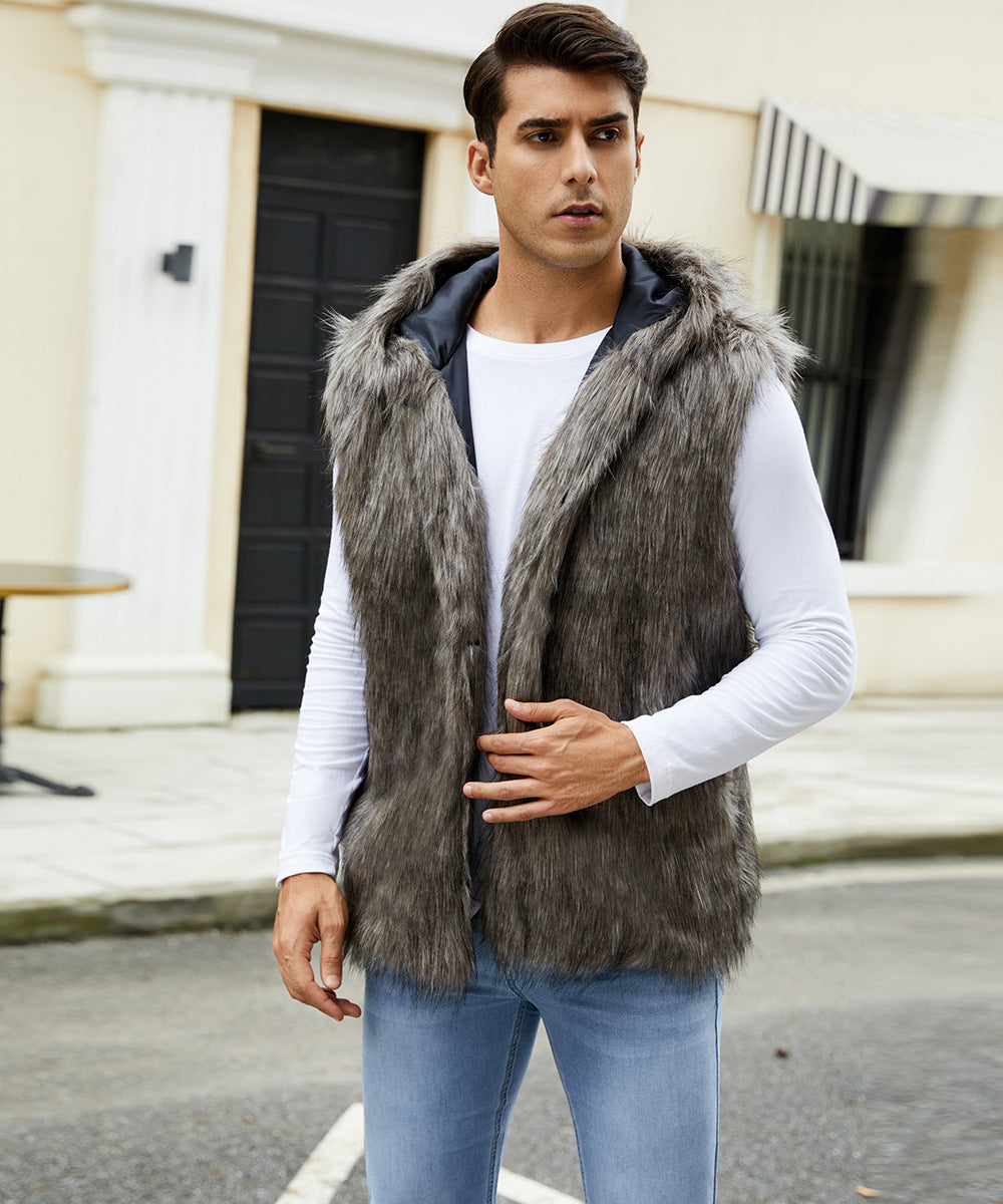 Men's Fashion Faux Fur Vest Ivyshape