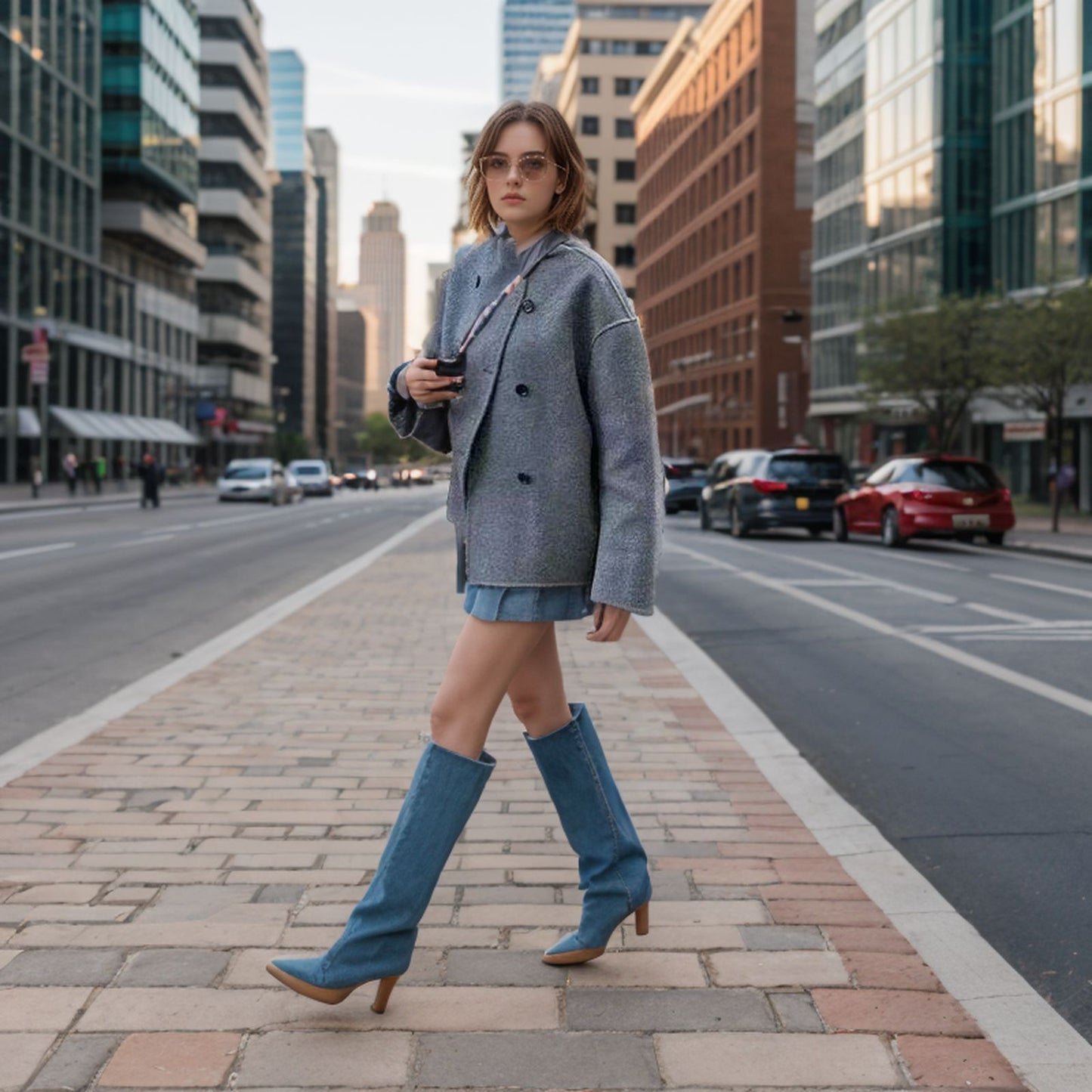 Women's fashionable wool jacket with double button placket and elaborate cut Ivyshape