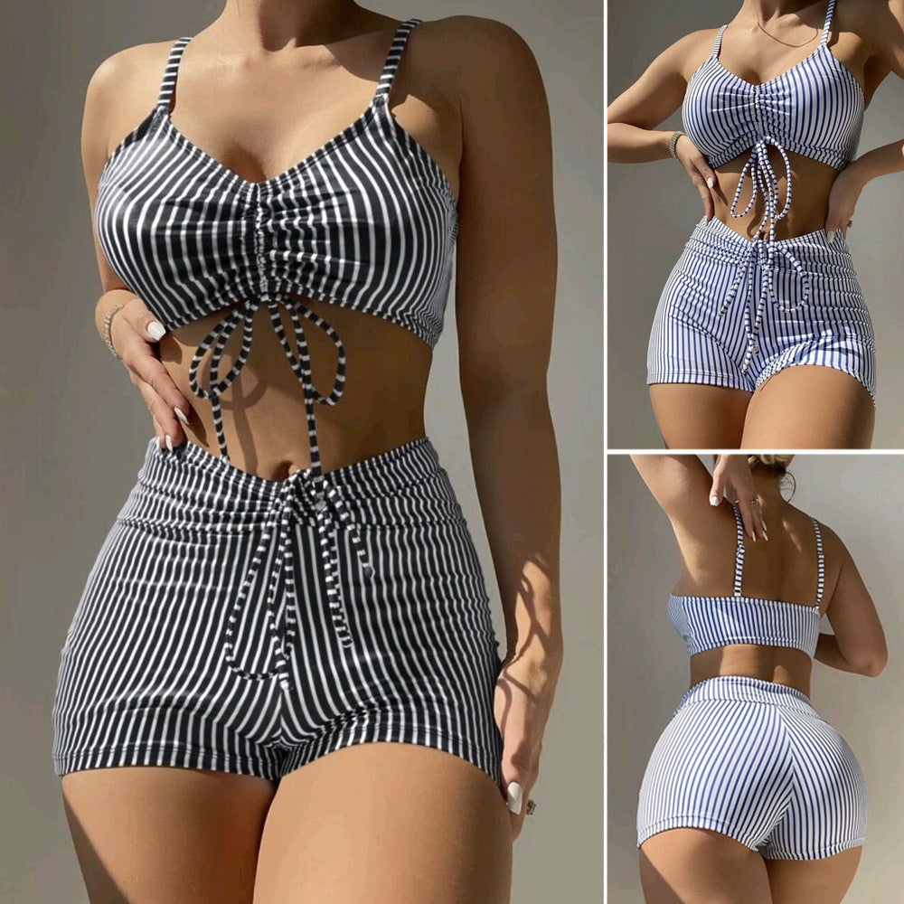Women's bikini set with stylish tie detail and high-waisted shorts Ivyshape