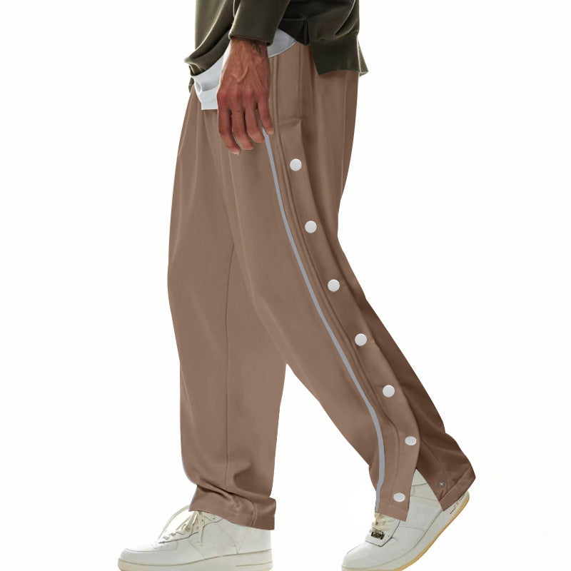 Men's casual sports pants with practical button placket and breathable material Ivyshape