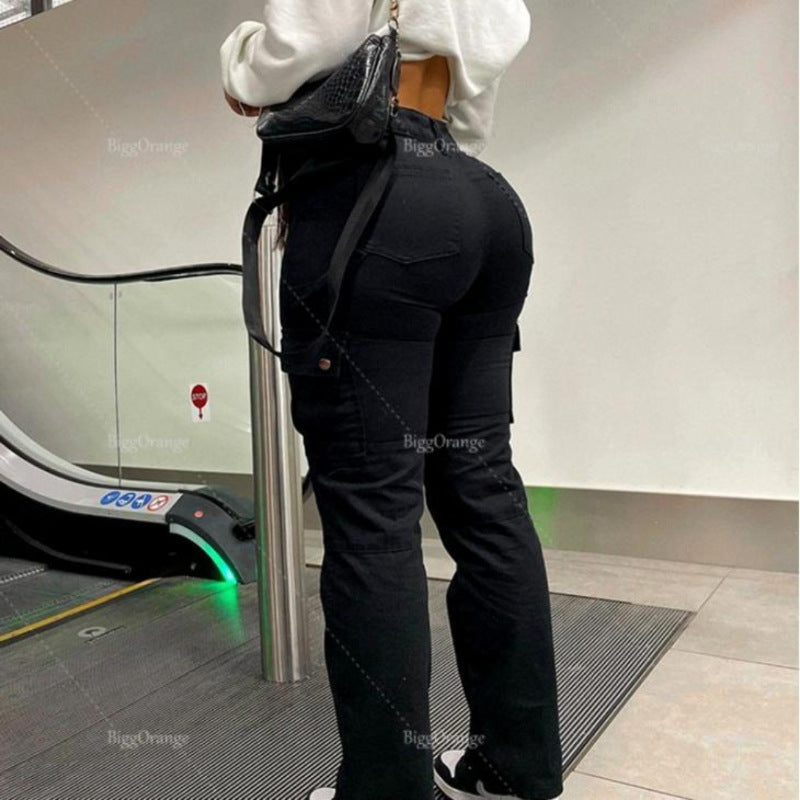 Women’s wide cargo jeans with practical side pockets and relaxed fit Ivyshape