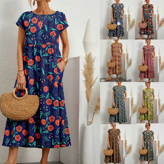 Women’s maxi dress with casual cut and floral pattern Ivyshape