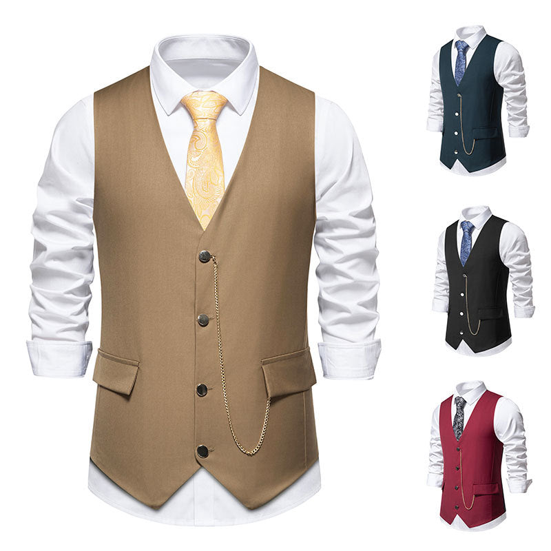 Men's elegant suit vest in classic-modern style with practical pockets Ivyshape