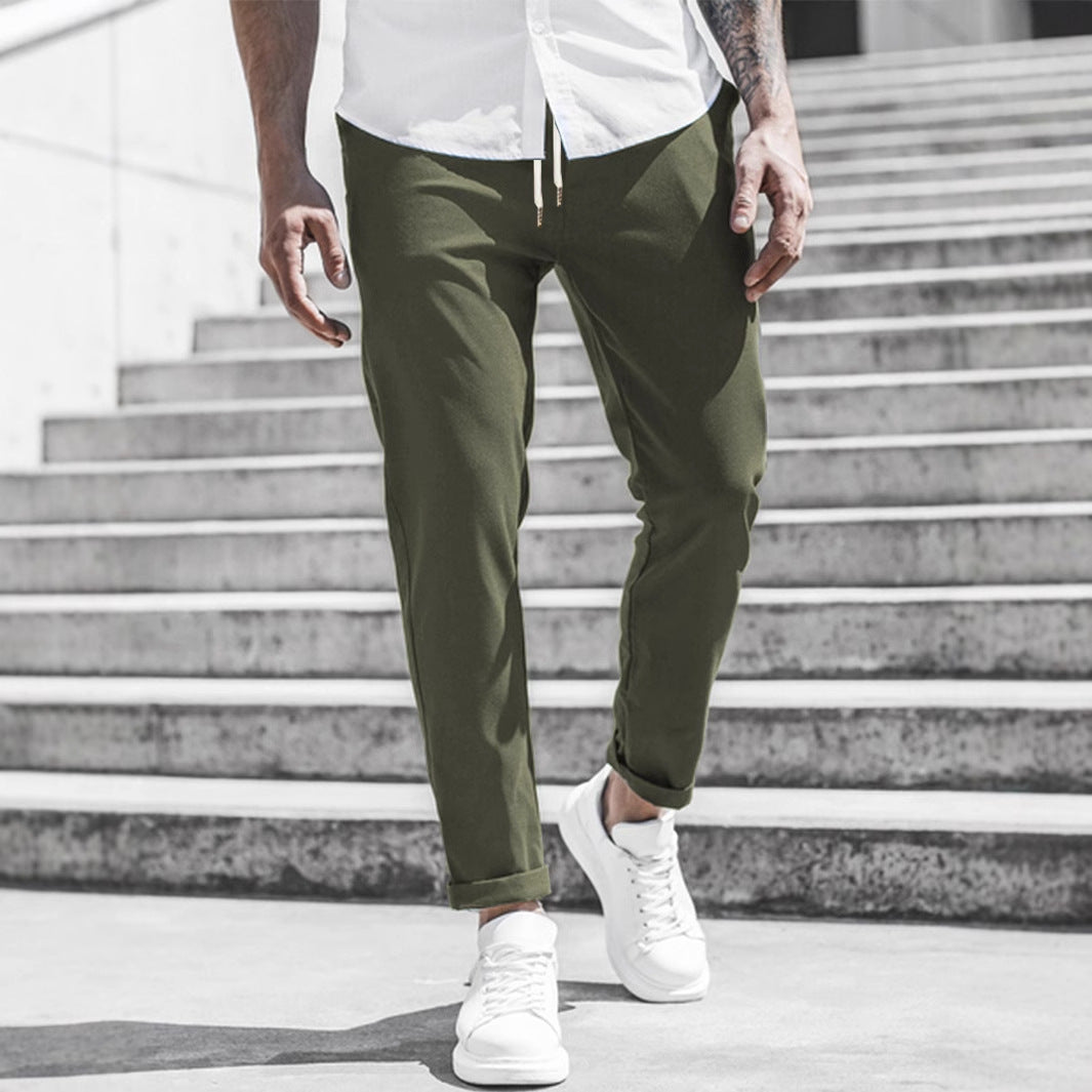 Men's sporty chino pants with flexible waistband and modern details Ivyshape