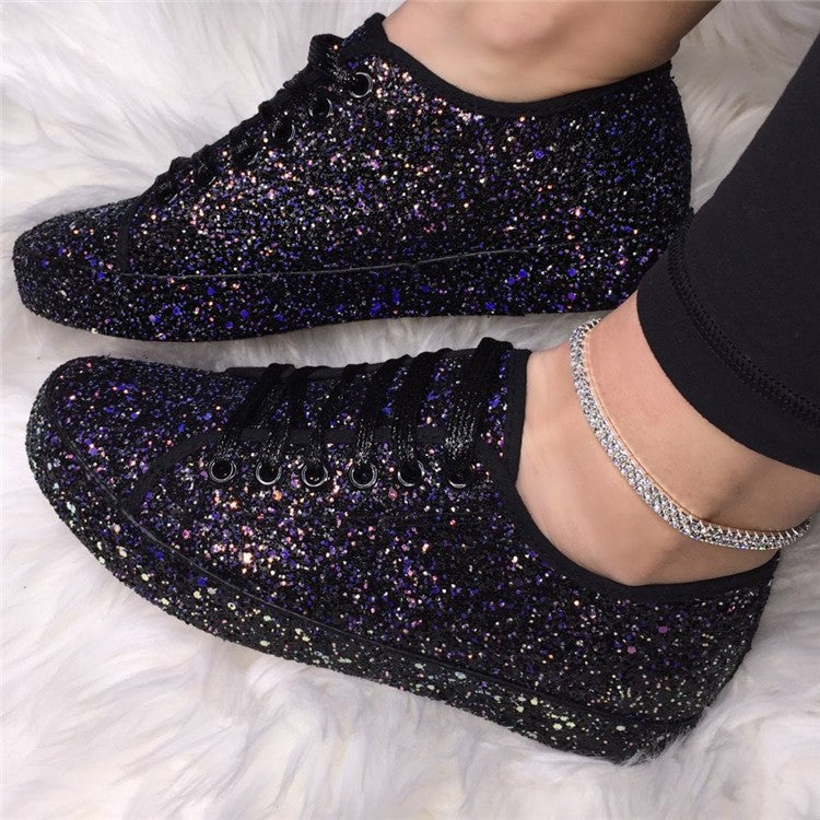 Ladies Glittering Sneakers with Breathable Sole and Additional Comfort Ivyshape